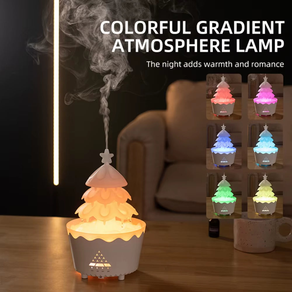 Christmas Tree Raindrops Air Humidifier UFO Umbrella Aroma Essential Oils Diffuser RGB Night Lights Home Office Aroma Diffuser