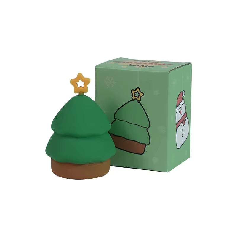 Christmas Silicone Nightlight 7Color Novelty Ambient Lamp Touch Control Rechargeable Hanging Snowman Socks Bedside Holiday Decor