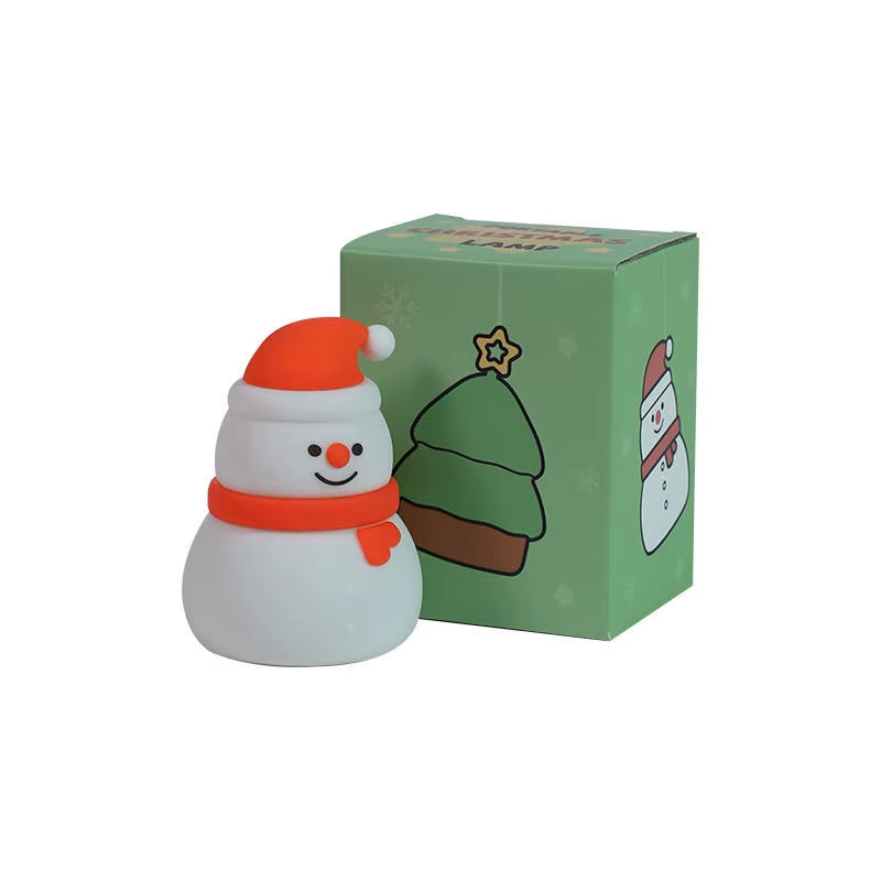 Christmas Silicone Nightlight 7Color Novelty Ambient Lamp Touch Control Rechargeable Hanging Snowman Socks Bedside Holiday Decor