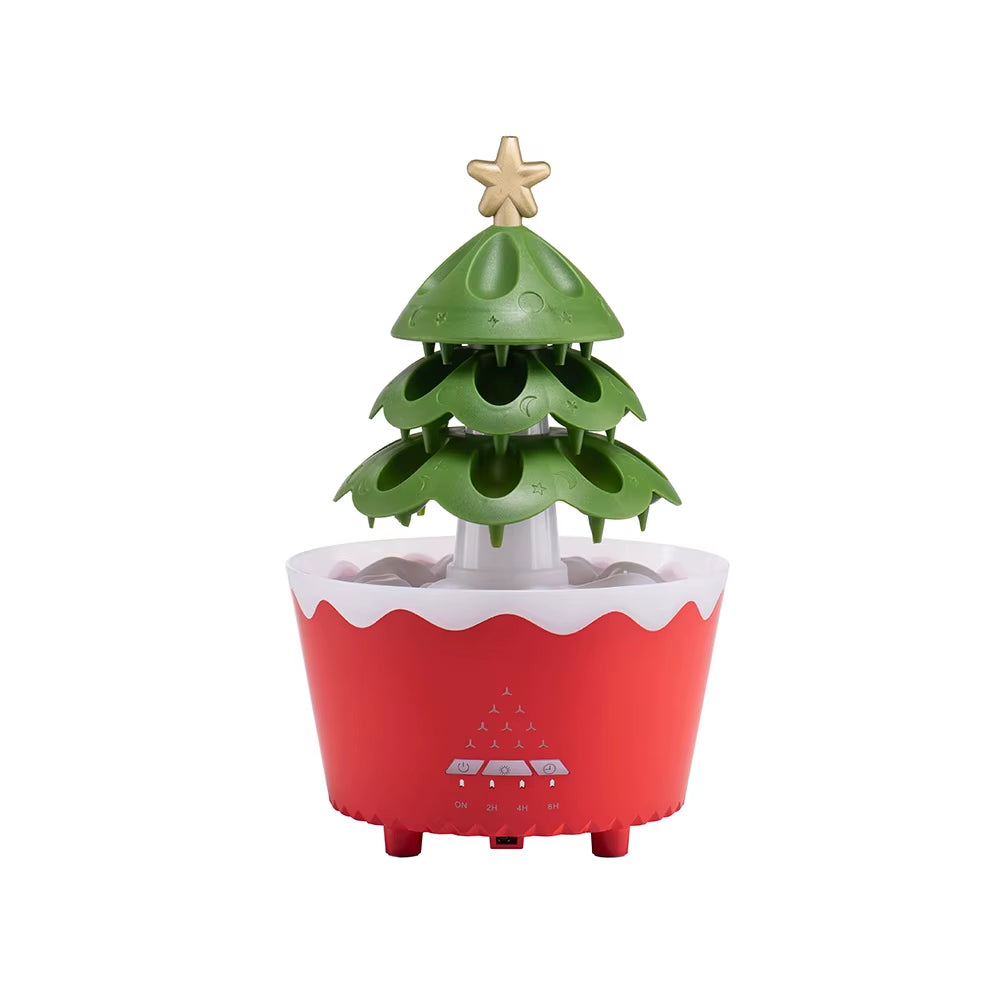 Christmas Tree Raindrops Air Humidifier UFO Umbrella Aroma Essential Oils Diffuser RGB Night Lights Home Office Aroma Diffuser